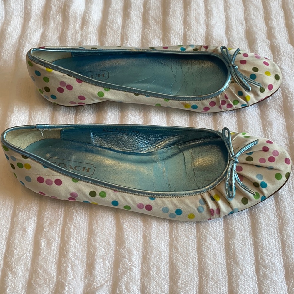 Coach multi- colored polka dot flats size 7